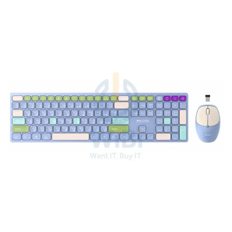Yesido KB19 Wireless Keyboard And Mouse Set - 2.4G / 10M / 1200 dpi / Bluetooth - Blue