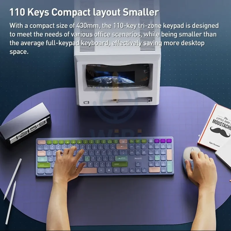 Yesido KB19 Wireless Keyboard And Mouse Set - 2.4G / 10M / 1200 dpi / Bluetooth - Blue