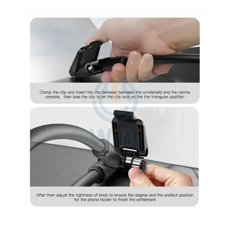 Yesido C137 360 Arm Truck Car Adjustable Spring Clip Phone Holder - Black