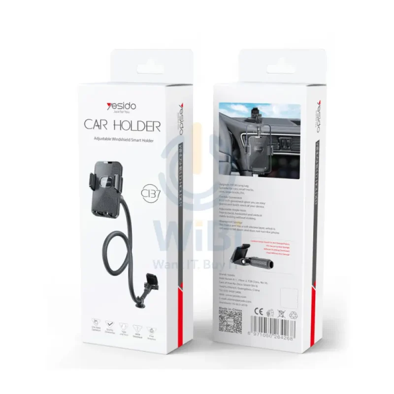 Yesido C137 360 Arm Truck Car Adjustable Spring Clip Phone Holder - Black