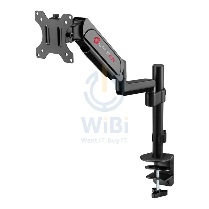 GameOn Pole-Mounted Gas Spring Single Monitor Arm - Black