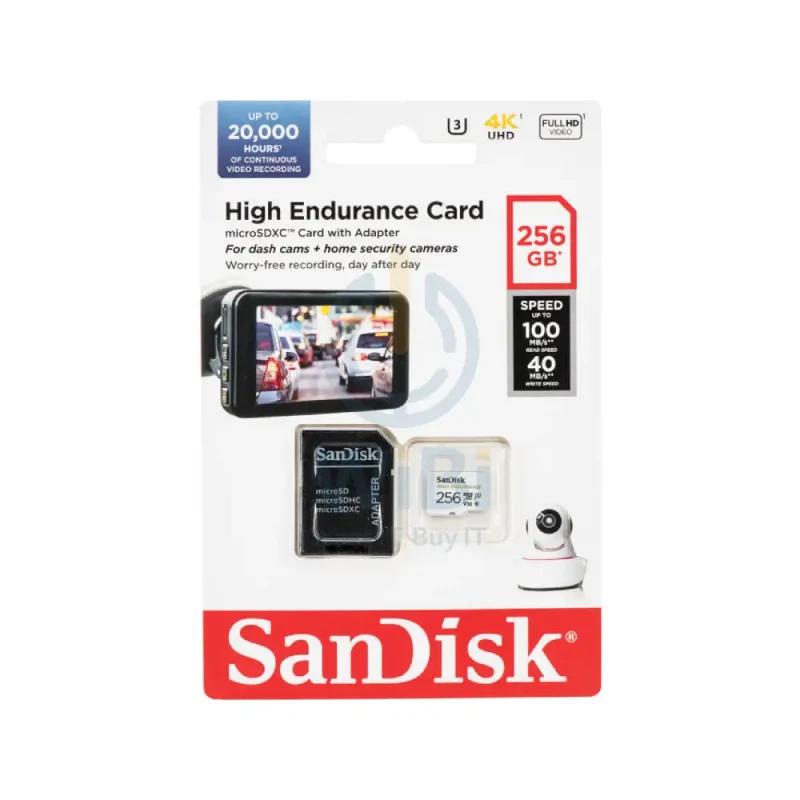 SanDisk High Endurance microSD Card - 256GB / Up to 100MB/s