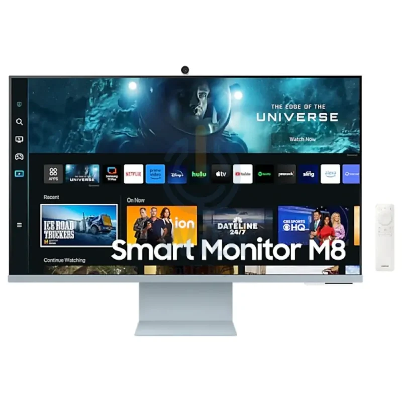 شاشة ذكية سامسونج حجم 32 بوصة بدقة 4K مع ريموت / 65 واط PD / مكبر صوت / 4 مللي ثانية / HDMI / USB / بلوتوث v5.2 / واي فاي / آبل إيربلاي / مع كاميرا / أزرق سحابي