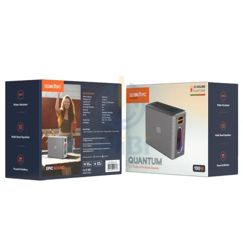 Porodo Soundtec QUANTUM 2.2 Channel Portable Speaker - Wireless / Silver