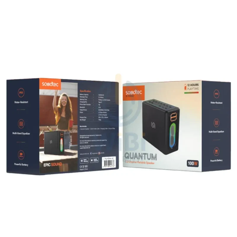 Porodo Soundtec QUANTUM 2.2 Channel Portable Speaker - Wireless / Black
