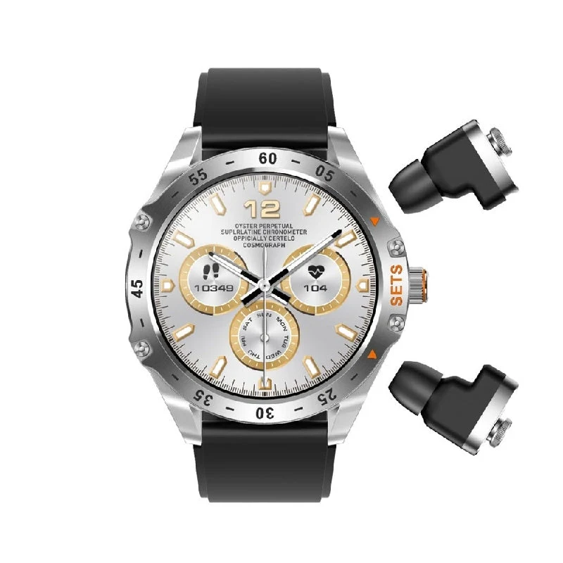 Porodo Hype Smartwatch With Earbuds - 400mAh / Silver