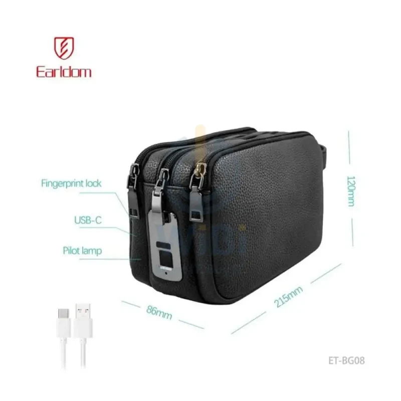 Earldom ET-BG08 Smart Anti-theft Fingerprint Lock Handbag - Black