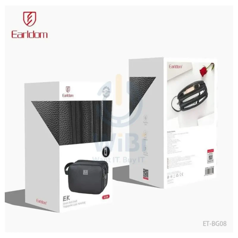 Earldom ET-BG08 Smart Anti-theft Fingerprint Lock Handbag - Black