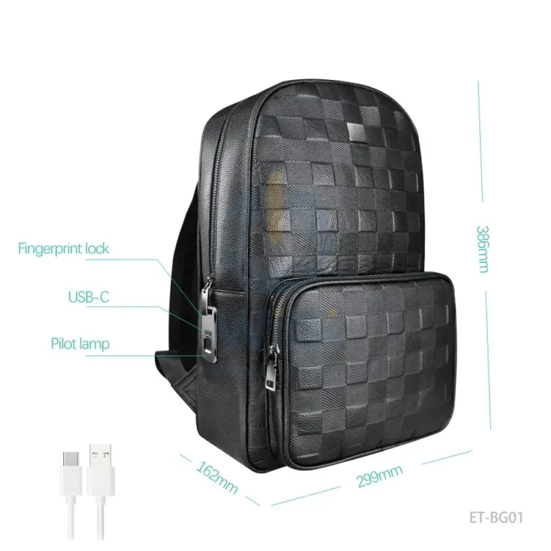 Earldom ET-BG01 Leather Backpack Bag - Black