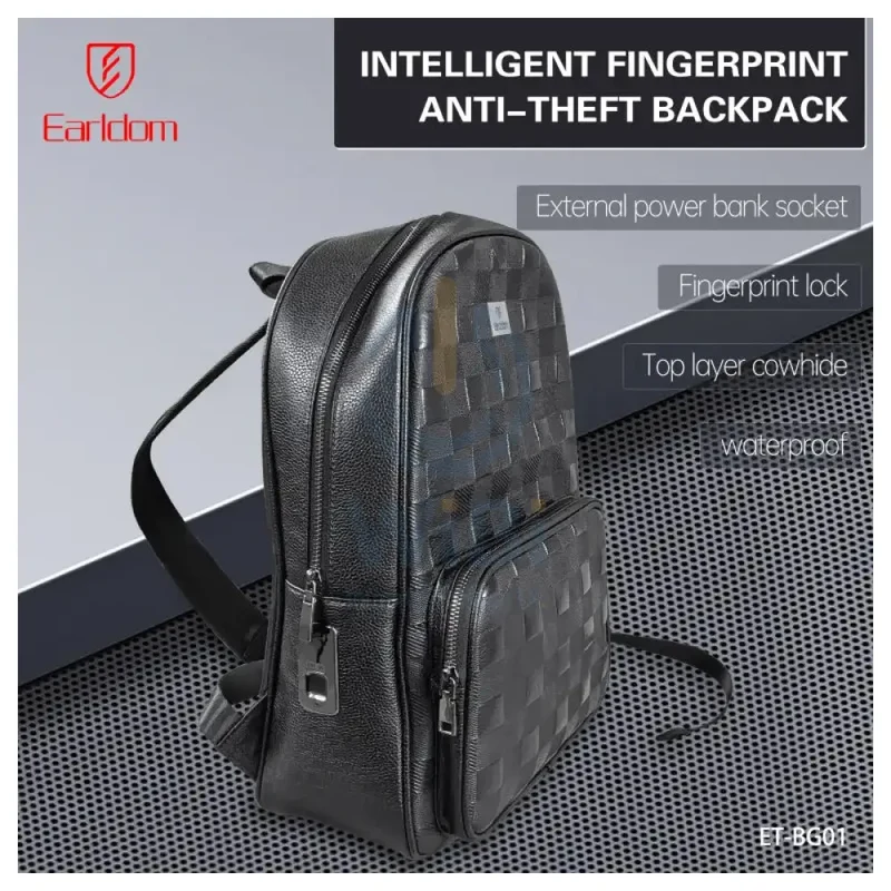 Earldom ET-BG01 Leather Backpack Bag - Black