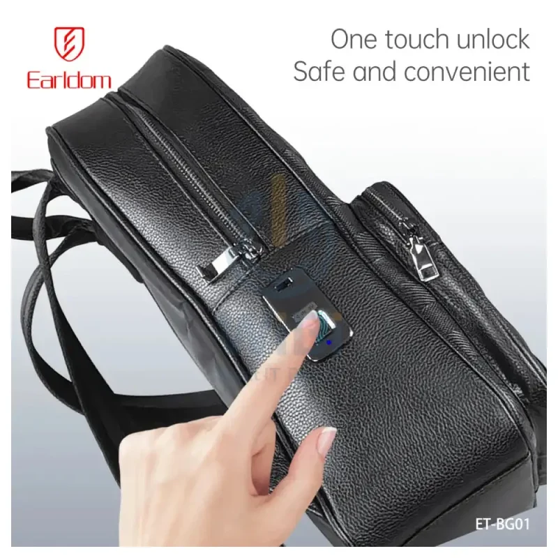 Earldom ET-BG01 Leather Backpack Bag - Black