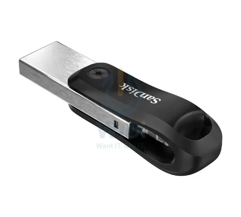 SanDisk iXpand Flash Drive Go - 128GB / USB 3.0 / Lightning / Black and Silver