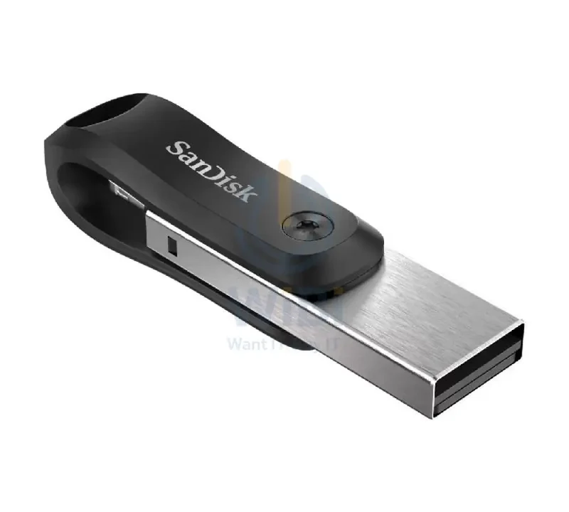 SanDisk iXpand Flash Drive Go - 128GB / USB 3.0 / Lightning / Black and Silver