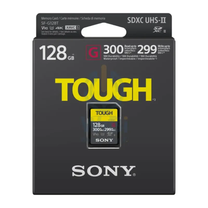 بطاقة ذاكرة سوني SF-G128T/T1 سلسلة TOUGH، سعة 128 جيجابايت، SDXC، UHS-II
