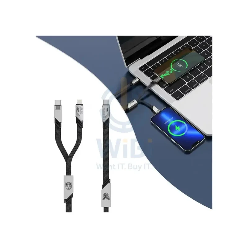 كابل بيانات وشحن سريع ترانسفورمرز TF-A09، PD، 2 في 1، بطول 1.2 متر، باللون الرمادي