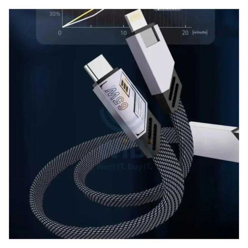 كابل بيانات وشحن سريع ترانسفورمرز TF-A09، PD، 2 في 1، بطول 1.2 متر، باللون الرمادي