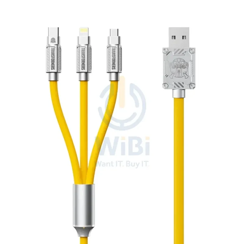 Transformers TF-A03 Bumblebee Three-In-One Fast Charging Data Cable - 1.2 Meter / Yellow