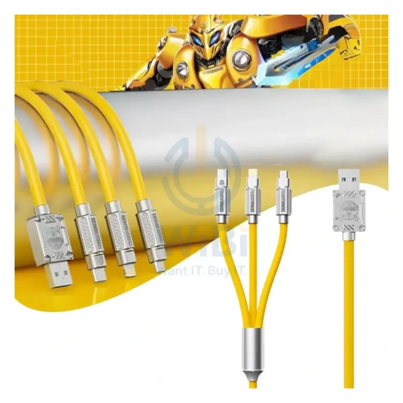 Transformers TF-A03 Bumblebee Three-In-One Fast Charging Data Cable - 1.2 Meter / Yellow