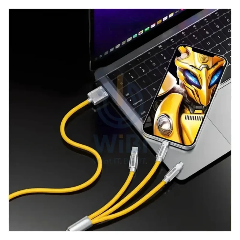 Transformers TF-A03 Bumblebee Three-In-One Fast Charging Data Cable - 1.2 Meter / Yellow