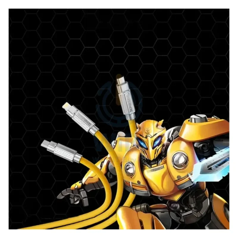 Transformers TF-A03 Bumblebee Three-In-One Fast Charging Data Cable - 1.2 Meter / Yellow