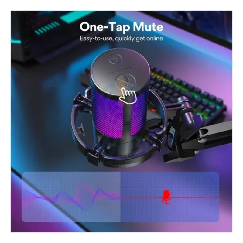 Maonocaster Gaming USB Microphone With Boom Arm for Streaming - Black