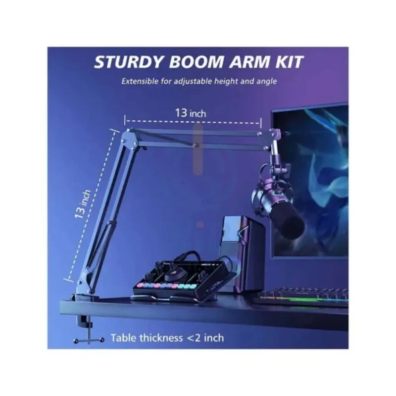 Maonocaster PD200XS USB/XLR Dynamic Microphone Set with Boom Arm - Black