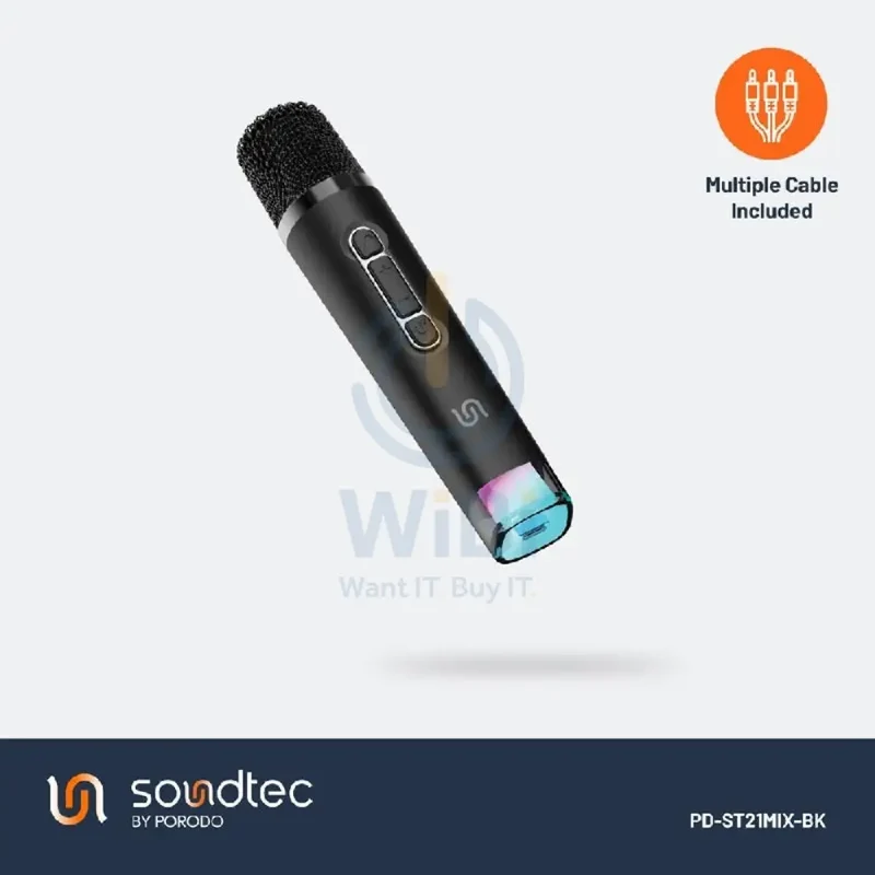 Porodo Soundtec Audiolink Multi-Platform Audio Mixer and Speaker - Black