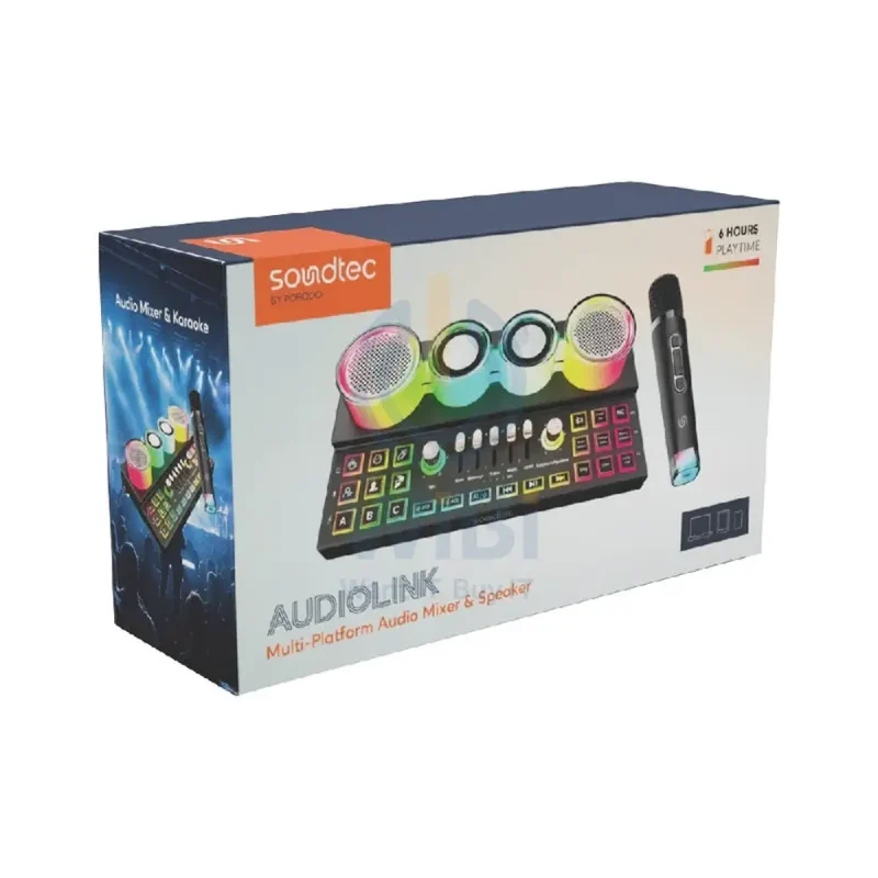 Porodo Soundtec Audiolink Multi-Platform Audio Mixer and Speaker - Black