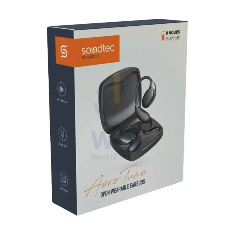 Porodo Soundtec Aero Tune Open Earbuds - Wireless / Black