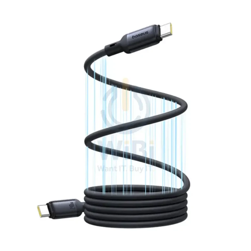 كابل بيانات مغناطيسي بيسوس بيكو جو من السيليكون السائل للشحن السريع، USB-C، طول 1 متر، قدرة 240 واط، باللون الأسود كوزميك