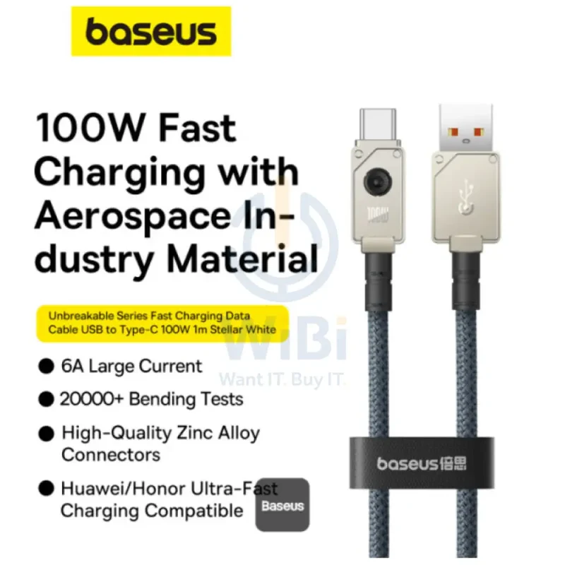 Baseus Unbreakable Series Fast Charging USB to Type-C Cable - 1 Meter / 100W / Stellar White