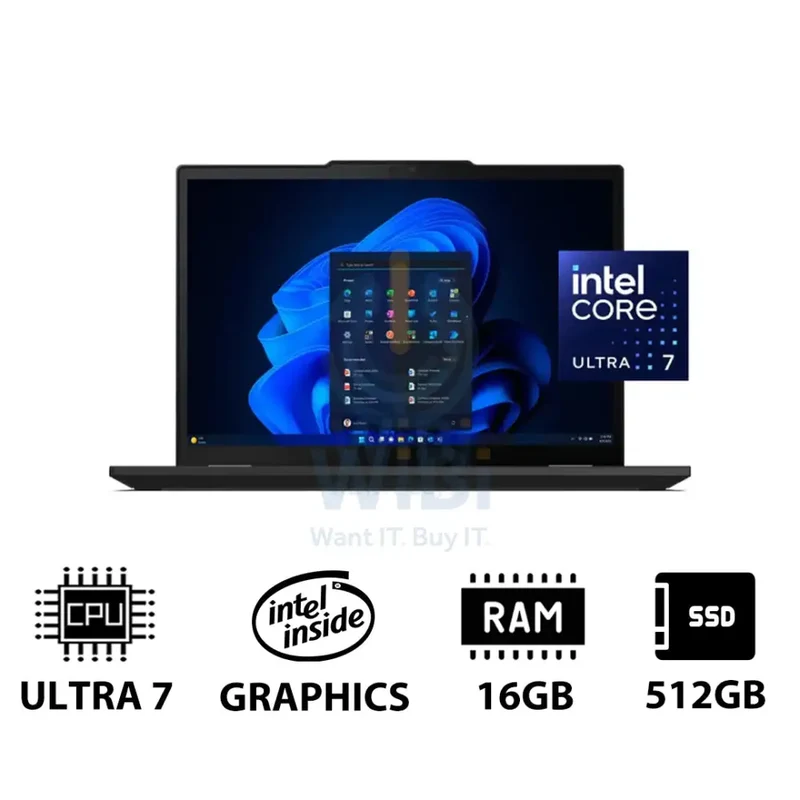 Lenovo ThinkPad T14 Gen 5 - 14.0" WUXGA / Ultra 7 155U / 16GB / 512GB (NVMe M.2 SSD) / Win 11 Pro / Arabic/English / 3YW / Black - Laptop