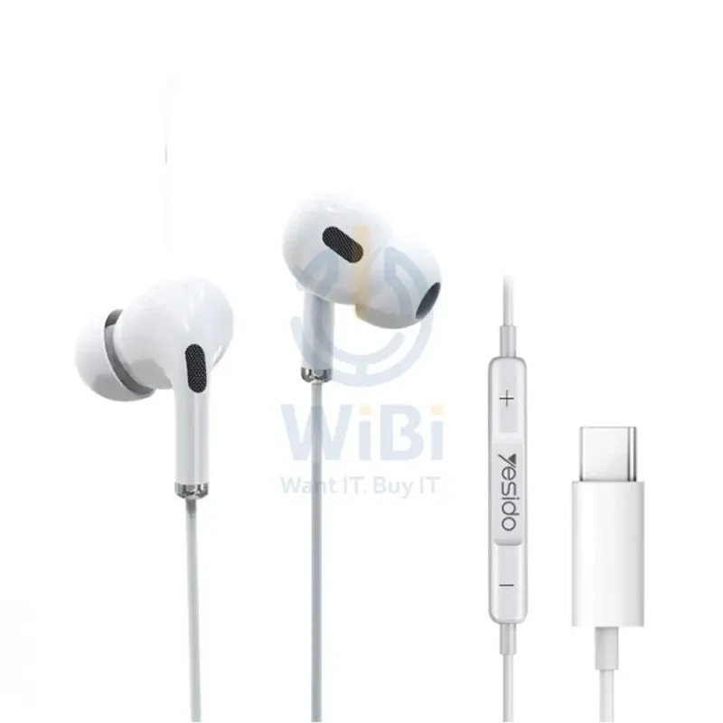 Yesido YH35 in-ear Noise Cancelling Wired Earphone - 1.2M / Type-C - White