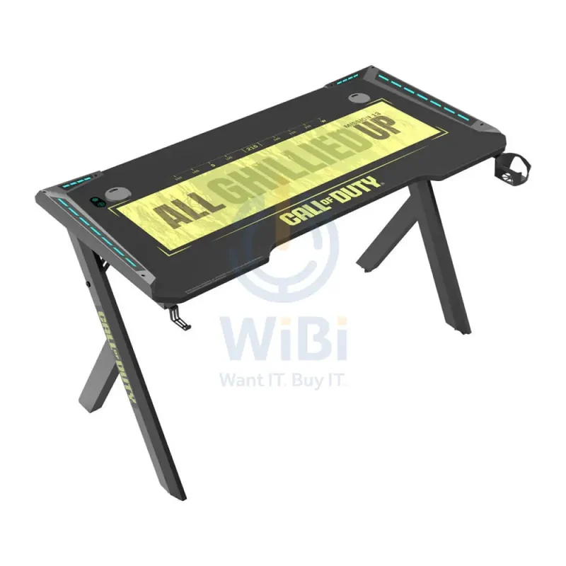 GameOn Hawksbill Series RGB Flowing Light Gaming Desk - Call Of Duty (COD) / Black-Green