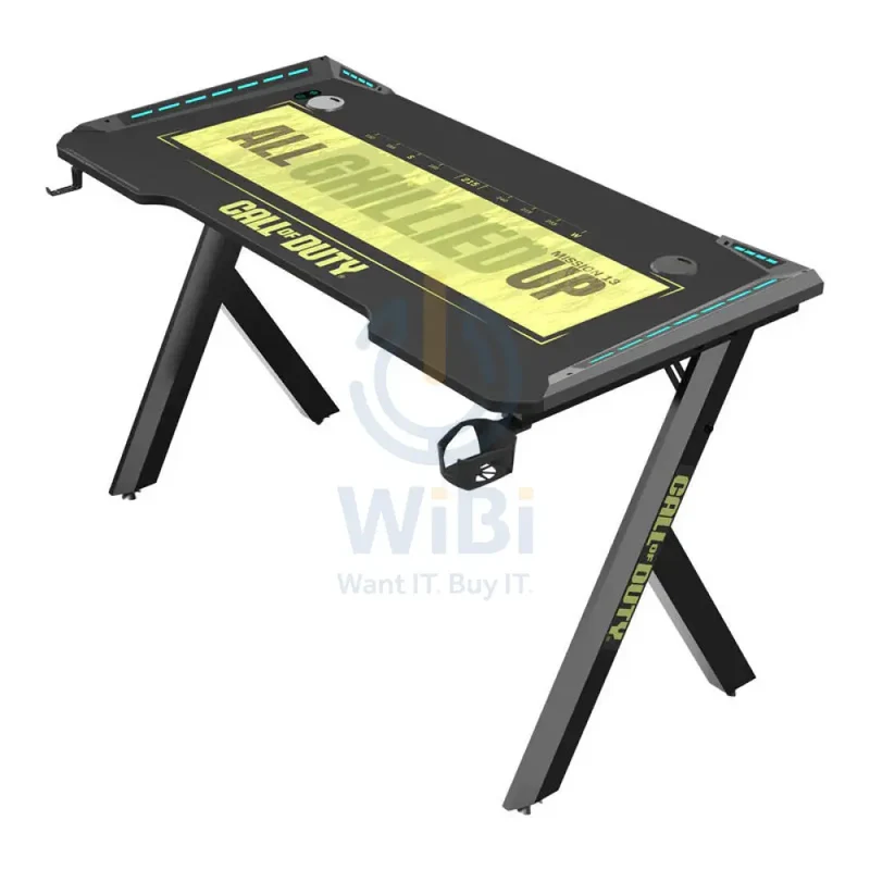 GameOn Hawksbill Series RGB Flowing Light Gaming Desk - Call Of Duty (COD) / Black-Green