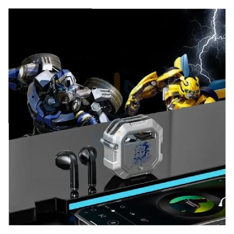 سماعات أذن ترانسفورمرز TF-T12 لاسلكية، بلوتوث، باللون الفضي