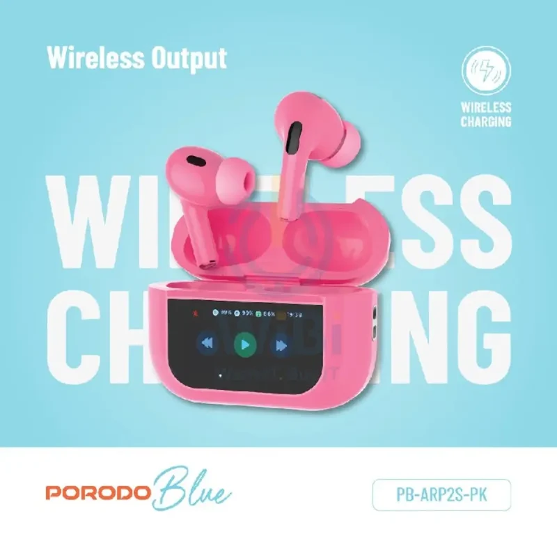 Porodo Blue Earbuds Pro2 - 1.47" Touch / Wireless / ANC / USB-C / Pink