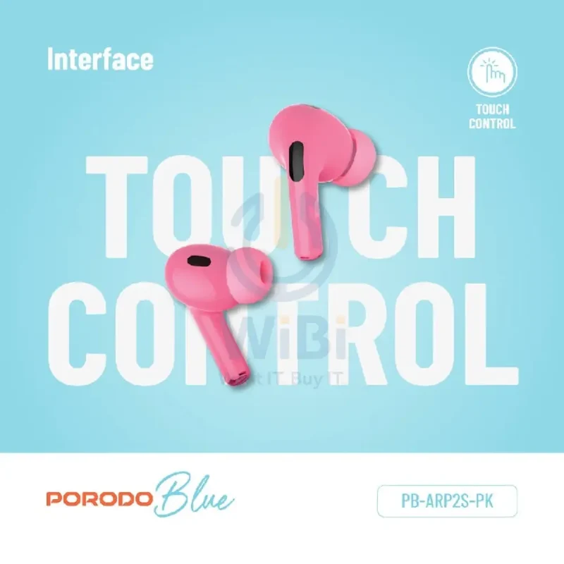 Porodo Blue Earbuds Pro2 - 1.47" Touch / Wireless / ANC / USB-C / Pink