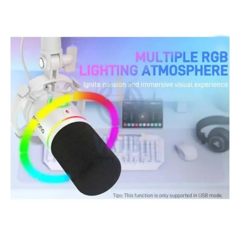 Maonocaster PD200X USB/XLR Dynamic Gaming RGB Microphone - White