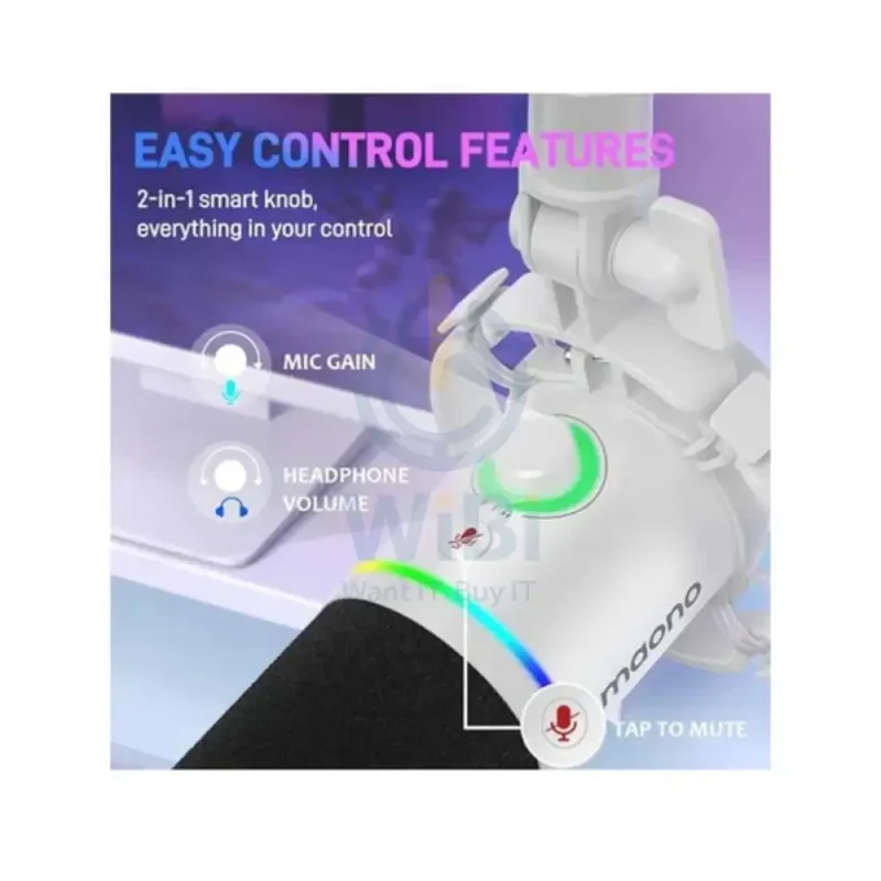 Maonocaster PD200X USB/XLR Dynamic Gaming RGB Microphone - White