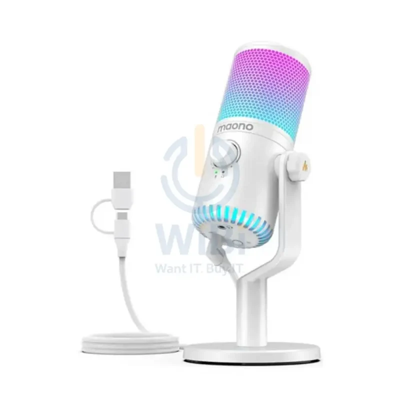 Maonocaster DM30 RGB USB Programmable Gaming Microphone for PC - White