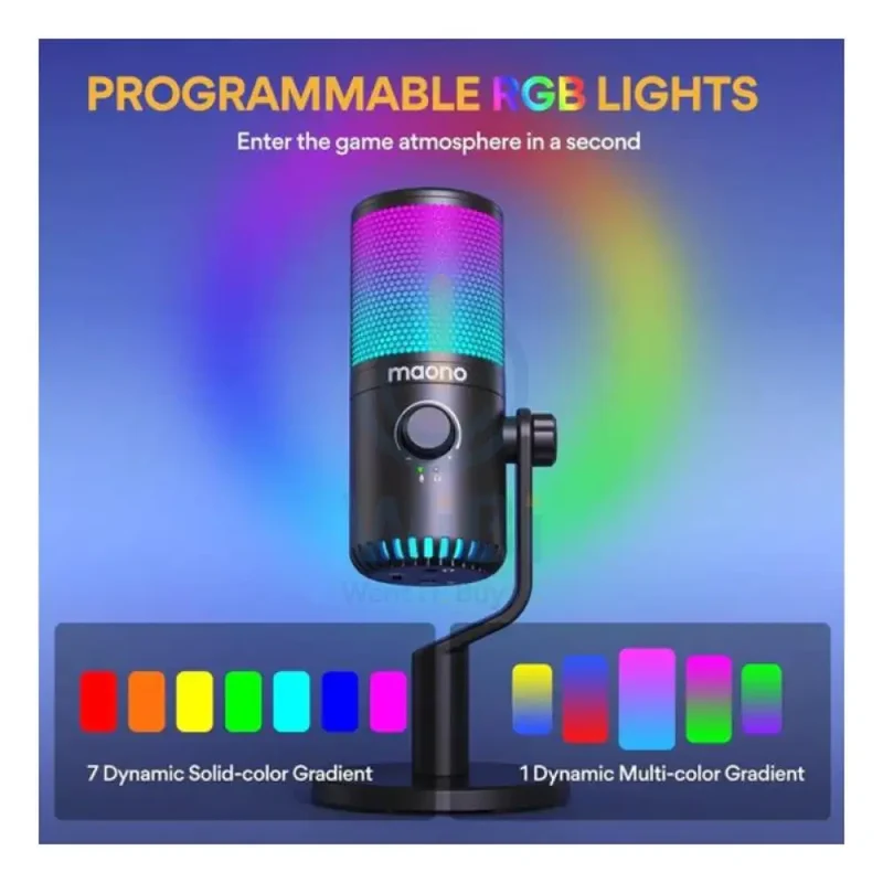 Maonocaster DM30 RGB USB Programmable Gaming Microphone for PC - Black