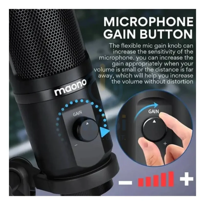 Maonocaster AU-PM461TR USB Gaming Microphone with Mic Gain - Black