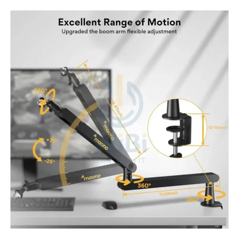 Maonocaster BA92 Microphone Suspension Boom Arm Stand - Black