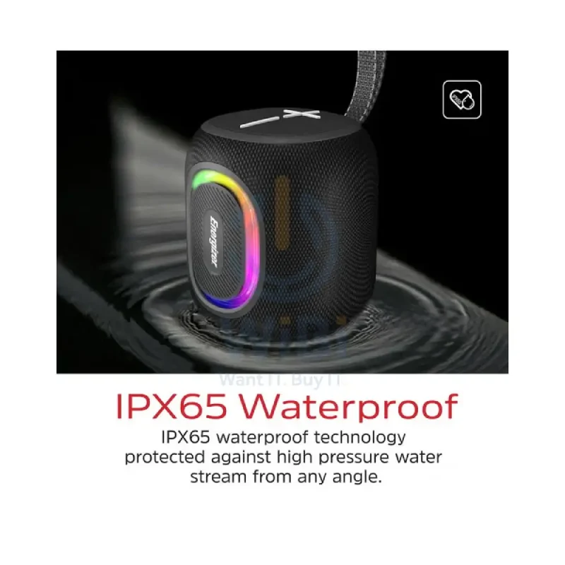 مكبر صوت إنرجايزر بتقنية بلوتوث - 8 واط / RGB / أسود