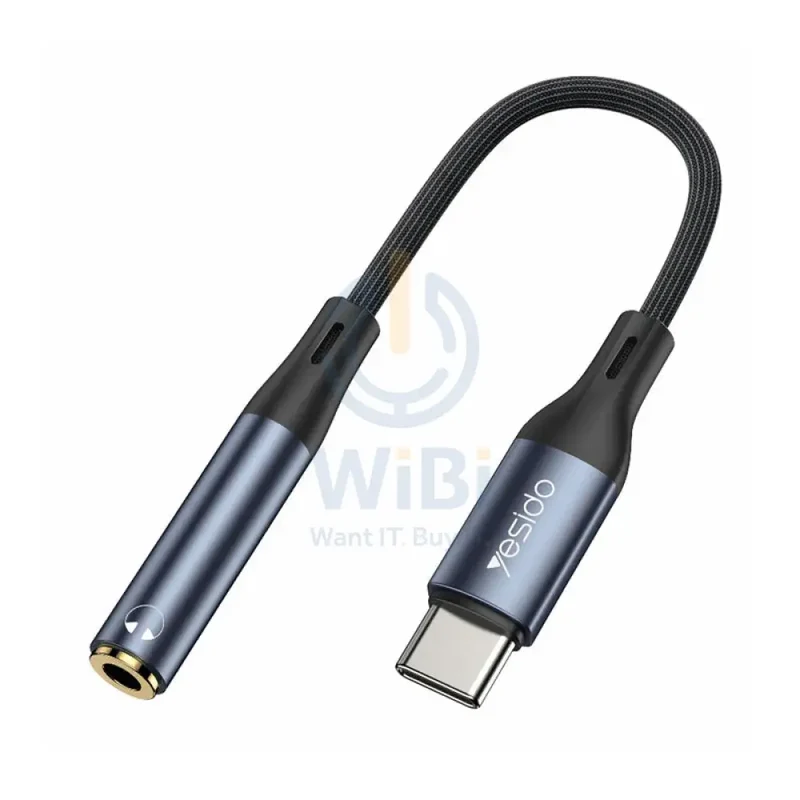Yesido YAU38 Female Audio Adapter - 0.15M / 3.5mm Jack / AUX / Type-C - Black