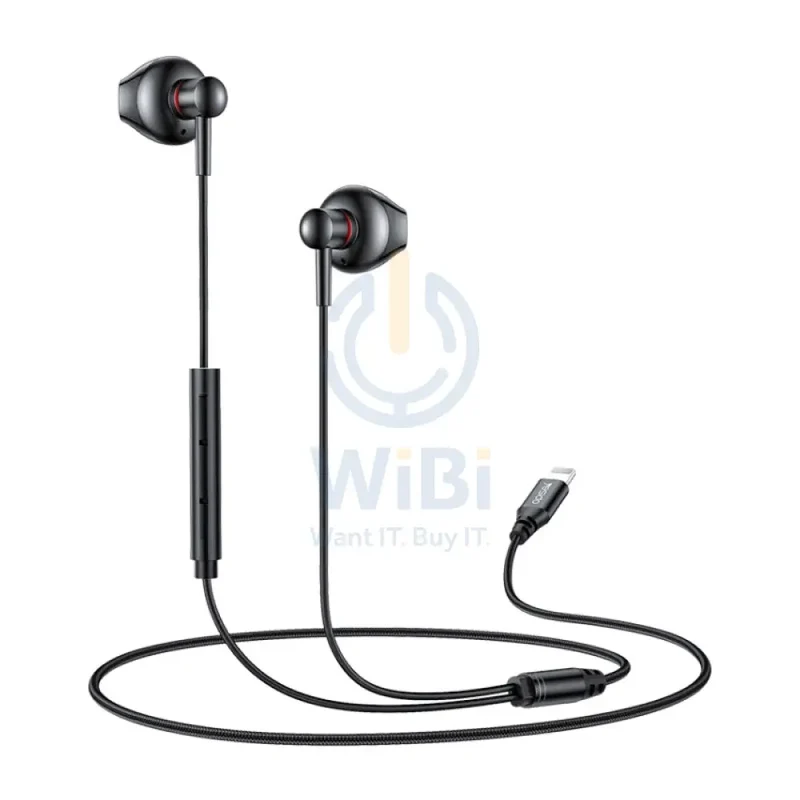 Yesido YH48 8 Pin Metal Line-Control In-Ear Wired Earphone - 1.2M / Lightning - Black