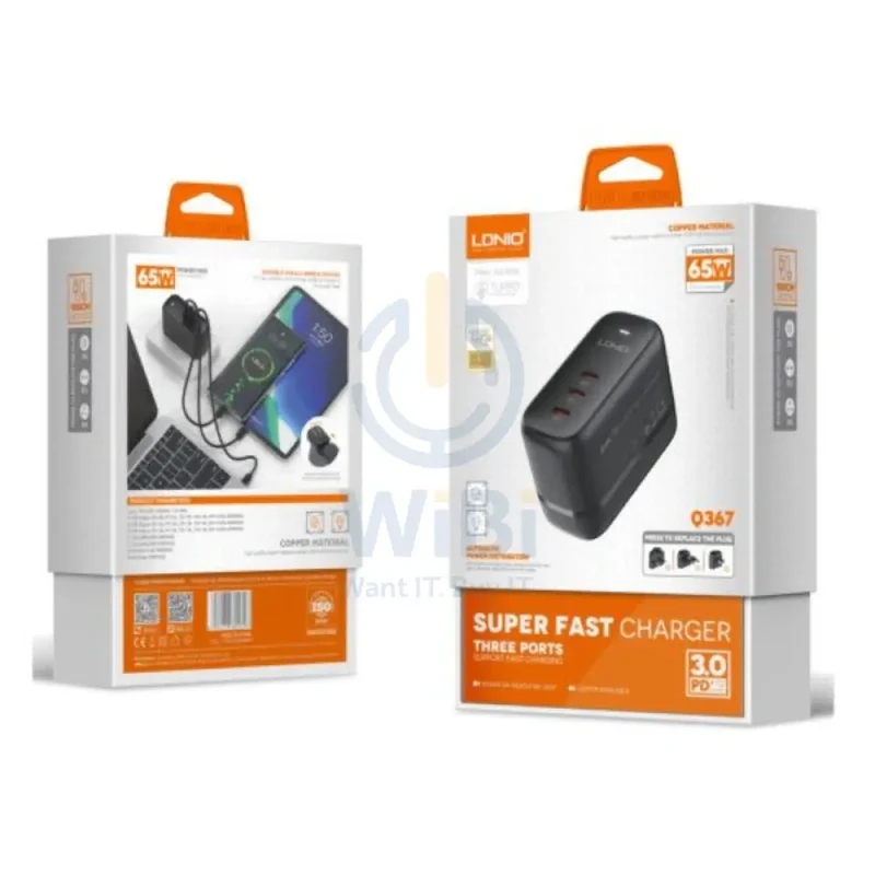 Ldnio Q367 GaN Supper Fast Charger - 65W / Type-C / Black