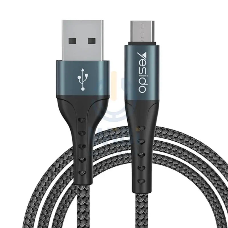 Yesido CA63 Aluminum Alloy Nylon Braided Fast Charging Data Cable - 2M / USB / Micro - Black
