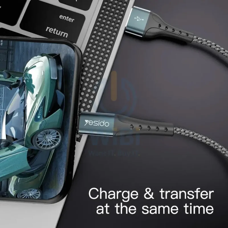 Yesido CA63 Aluminum Alloy Nylon Braided Fast Charging Data Cable - 2M / USB / Micro - Black